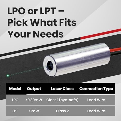 Economical Green Dot Laser Module, 520nm, Class 2, Less Than 1mW, with APC Driver, 7~10V Operation Voltage, D7x21mm, VLM-520-03 LPT, Laser Head, Made in Taiwan - Thumbnail 7