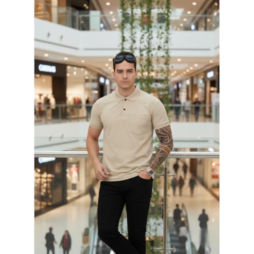 Image of SIDE UP Polo T Shirt for Man with Pocket, Polo T Shirts for Men, Summer Shirt with Collar, Half Sleeve, Cotton Blend, Light Weight, Comfotable Fit (Pack of 1) M to 3XL