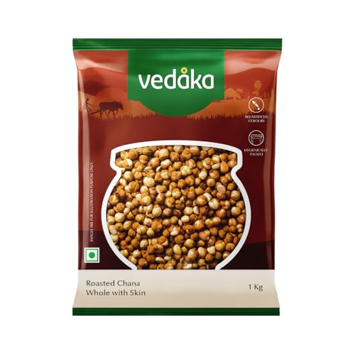 Image of Amazon Brand - Vedaka Roasted Chana Whole With Skin | 1 Kg | Desi Chickpeas | Perfect for snacking | Naturally Great Source of Protein and Fiber | No Artificial Flavours & No preservatives
