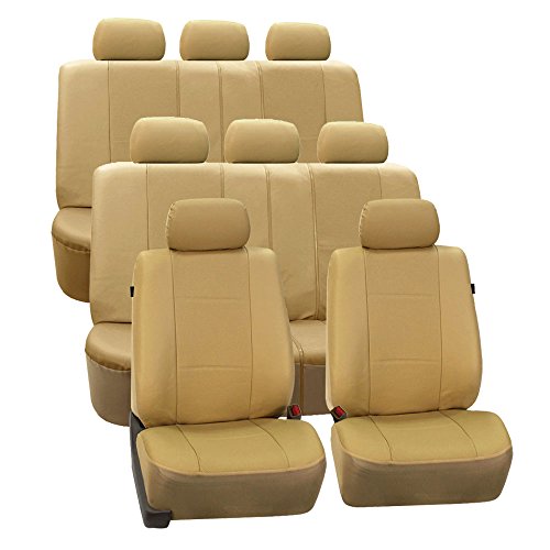 FH Group Three Row Car Seat Covers Deluxe Leatherette with 8 Seater