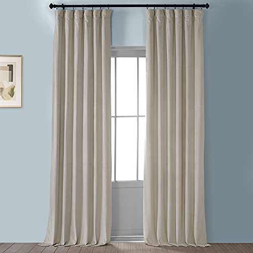 HPD Half Price Drapes VPYC Heritage Plush Velvet Curtain (1 Panel), 50 X 84, Light Beige