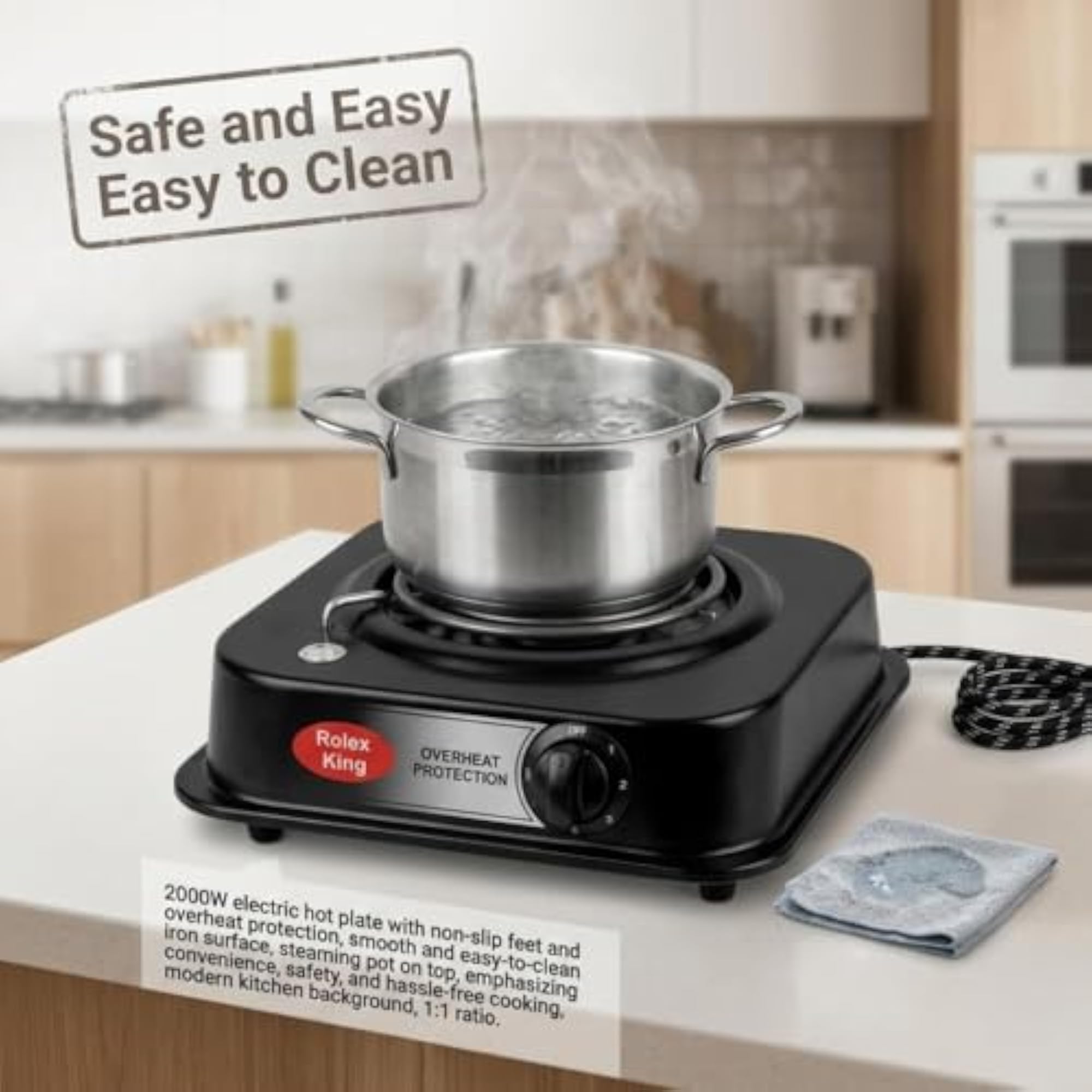 2000W Electric Iron Hot Plate Portable Single Burner