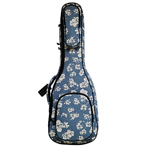 MUSIC FIRST Original Design 0.6' (15mm) Thick Padded Hawaii Style “Blue and White Plumeria” Canvas...
