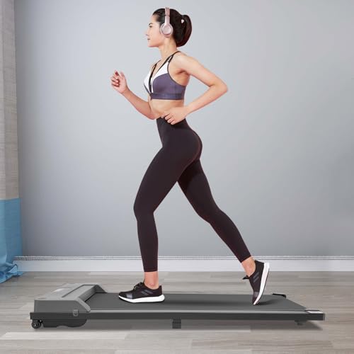 Treadmill Walking Pad - Petit tapis de course portable - 5 couches - Résistant à l'usure - Antidérapant - Avec application, écran LCD et Bluetooth - Pour le bureau et la maison - 100 kg – Image 3
