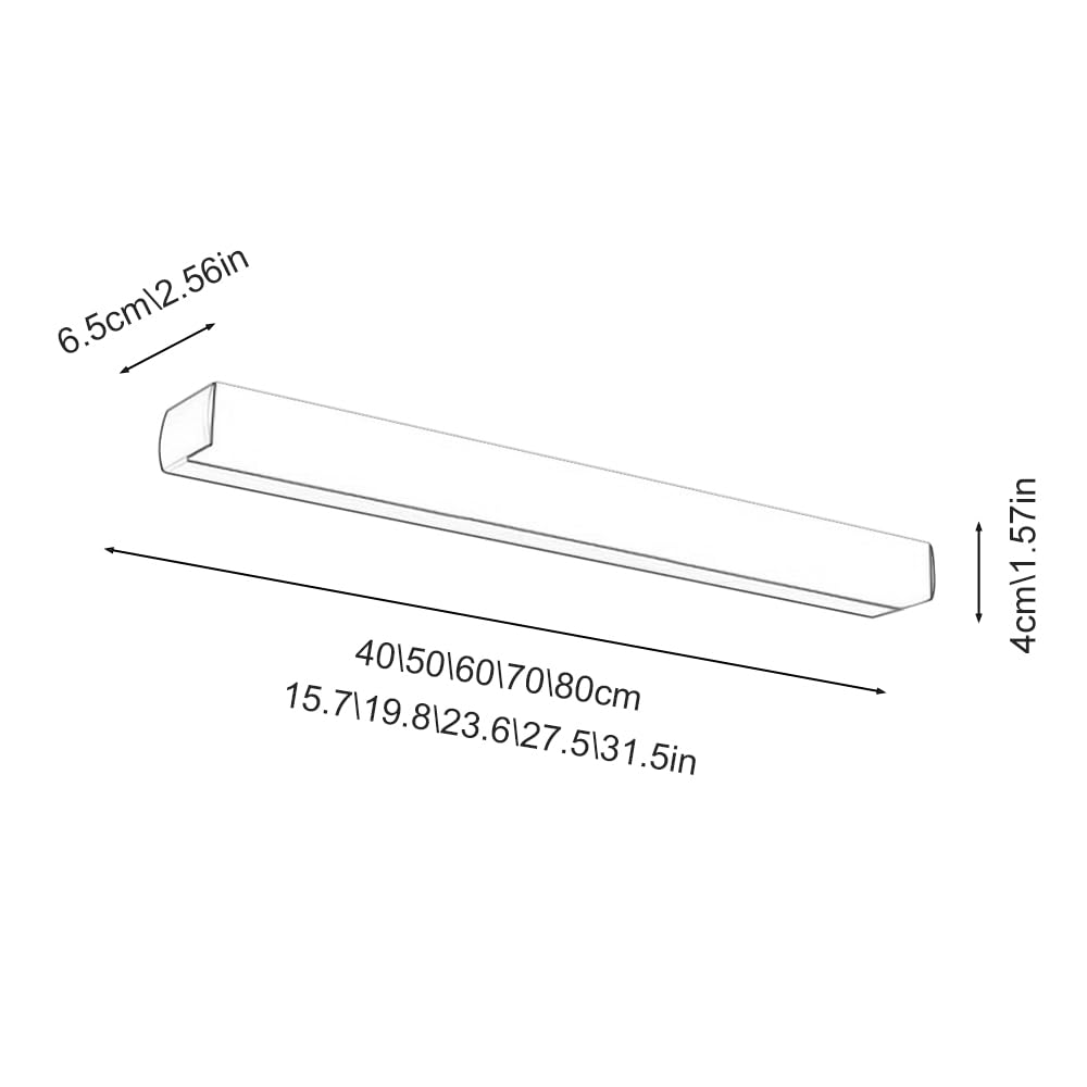 Moderna barra de luz LED lineal para tocador de baño, 70 cm, frío, 6000 K, aplique de pared con espejo, ideal para iluminación de vestidores y armarios