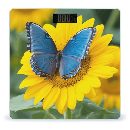 Báscula de baño digital color azul con diseño mariposa miniatura 1