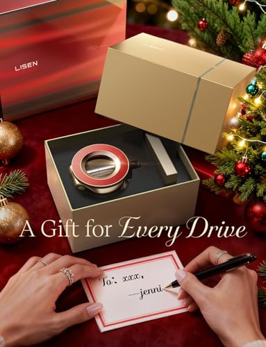 Image of LISEN for Magsafe Car Mount, Cell Phone Holders for Your Car, Magnetic Car Accessories for Women Men Truck Jeep BMW, Vacuum Gifts Kits for iPhone 17 Pro Max 16 15 14 13 12, Samsung S26, Gold Red