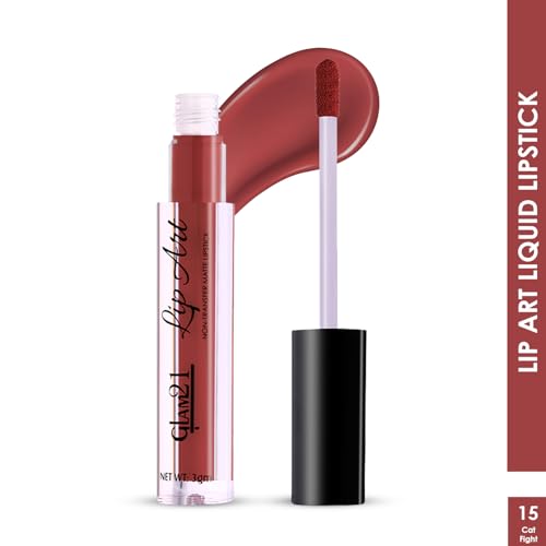 Image of Glam21 Lip Art Non-Transfer Matte Liquid Lipstick | Lightweight, Long-Lasting | Waterproof & Smudge-Proof Lip Colour | Intense Pigment | 3gm -Cat Fight-15