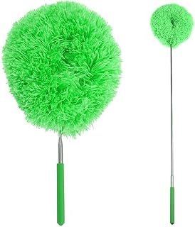 Washable Ceiling Fan Cleaner Duster, Ceiling Fan Duster with Extension Pole, Multi-Surface Microfiber Duster for Home Cleaning, Portable Dusting Brush for Living Room Office Use (Green)