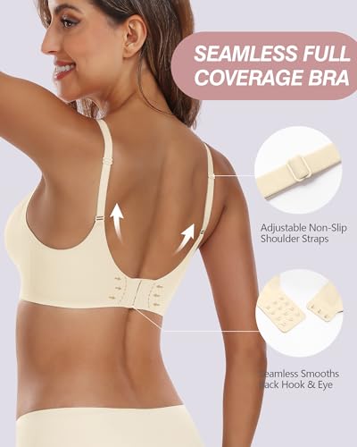HORISUN Womens Bras Comfortable Wireless Push Up Bra Seamless Full Coverage No Underwire Bralettes for Women with Support4