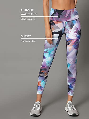 Image of CULT High Waist Running Tights with Side Pocket | Geometric Print | Breathable | Moisture-Wicking | Curved Hem