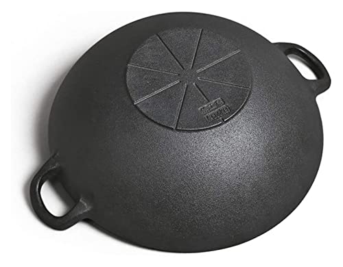 Wok de hierro fundido con tapa de madera 33 cm miniatura 5