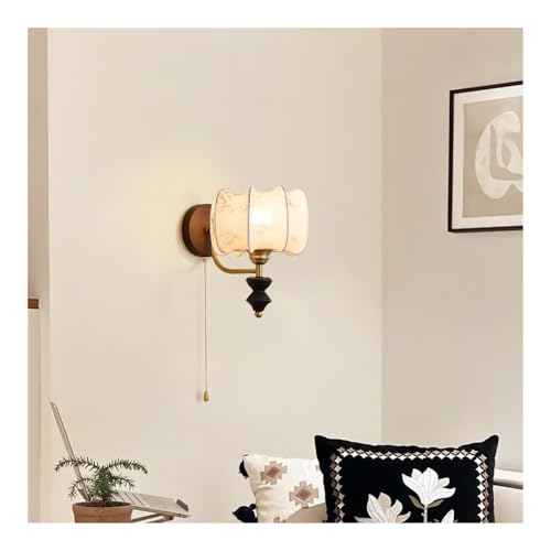 Lámpara de pared vintage de madera maciza E26 para salón y dormitorio 4