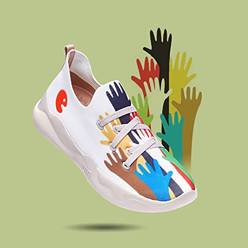 Uin Women's Fashion Sneakers Lightweight Walking Casual Slip Ons Comfortable Art Painted Athletic Travel Shoes Mijas Hands Up (10.5) #TOP1