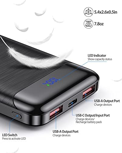 ENEGON Kit di ricarica portatile: batteria esterna da 10000 mAh con caricatore rapido da 20 W, cavo USB-C e doppia Porta USB C in&out, compatibile con iPhone, Samsung, iPad, Xiaomi e altri.