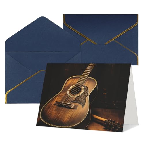 QMNSEHF 封筒付きブランクグリーティングカード Thank YouCard Old west Guitar Happy Birthdayカード 女性用 男性用 クリスマス ハロウィン ウェディング ブランク ノートカード あらゆる機会のグリーティング