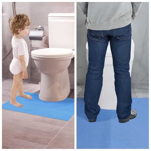 Image of Blue Upgraded 25 Pack Disposable Toilet Mats,Super Absorbent Toilet Training Mat for Kids & Adults,Non-Slip Pads for Bathroom Floor,U-Shaped Potty Training Rug,Around Toilet Urine Protector 24 inchx22 inch