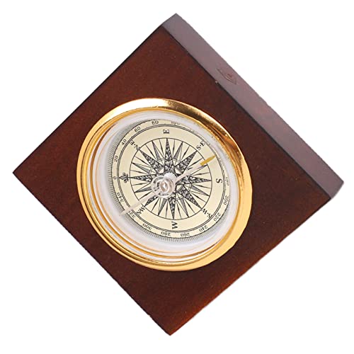 Brújula Vintage de Aleación con Caja de Madera para Camping miniatura 2