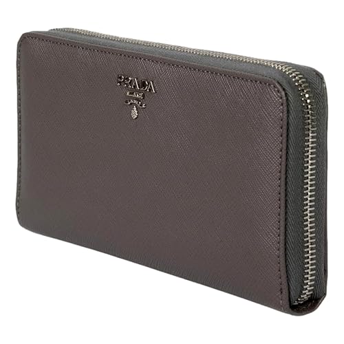 Prada Continental Zip-Around Wallet Saffiano Leather Argilla Grey2
