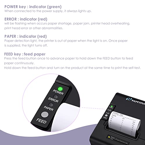 Nucoun Receipt Printer Vcp-80 80Mm Thermal Receipt Printer, Serial Usb Network Cash Box Interface (80 Mm)；Connect Vc-7 Vc-3 Bill Value Counter #TOP4