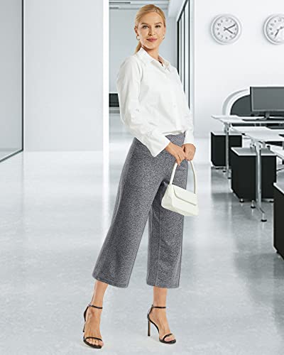 Image of Promover 14 inch /21 inch /23 inch /25 inch Inseam Capri Pants for Women Wide Leg Yoga Cropped Pants with Pockets Loose Casual Summer Pant