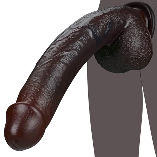 25CM Ideale Größe XXL Schwarzer Realistischer Dildo mit BBCdesign und Starkem Saugnapf, Analdildo für G-Punkt und Prostata Stimulation mit Echten Adern, Sexspielzeug für Frauen, Männer und Paare