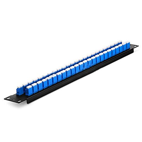 FOConnectivity 1U High 19” LC Duplex 9/125 OS2 Single Mode Fiber Patch Panel (48 Ports - LC Duplex, Blue - OS2 Single Mode)