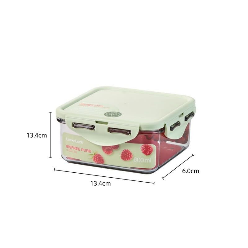 Image of LocknLock Square 600ml Food Storage Containers (Pack of 2) | Airtight, Leakproof, BPA-Free Plastic Boxes | Stackable Square Kitchen Containers for Lunch, Fridge & Pantry Storage