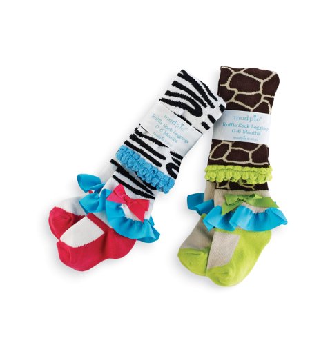 Mud Pie Wild Child Giraffe Tights, Brown/White/Green/Blue, 0-6 Months