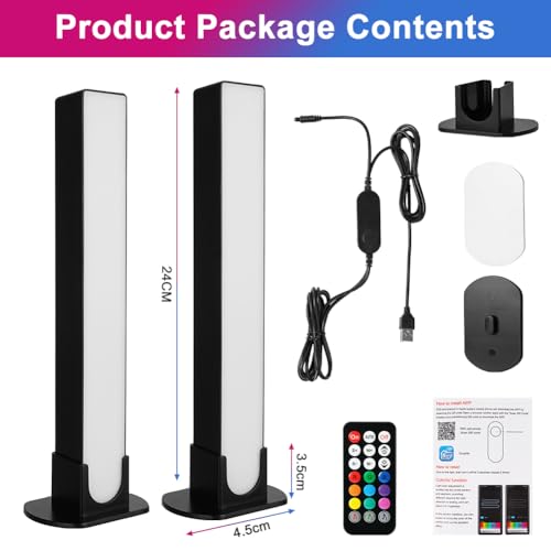 HOTUT Smart LED Light Bars,2 Packs TV Backlight Gaming Lights,Entertainment Lighting,RGB Flow Light Bars,Remote Control and App Control,Music Sync for PC,Ambient Lighting
