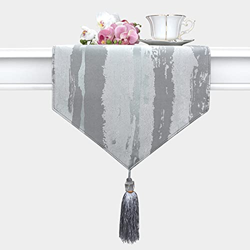 Chemin de table de 35x228 cm en coton polyester gris pour placard et table à thé