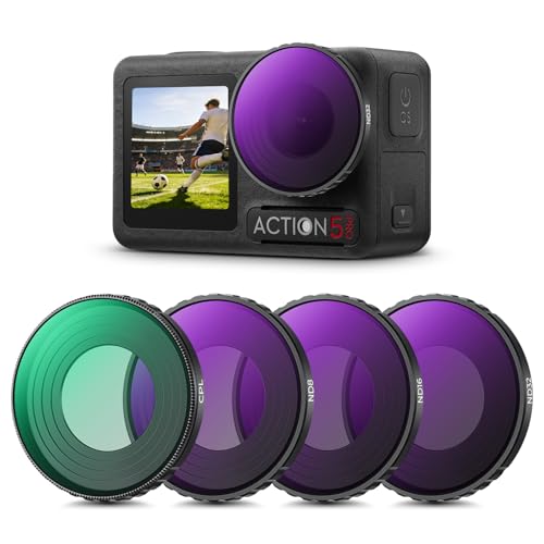K&F CONCEPT ND Filtersets 4er Pack CPL ND8 ND16 ND32 Filter kompatibel mit DJI Osmo Action 5 PRO/Action 4 Polarisierende Neutral Density HD Glass