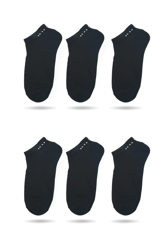 6 Pack Women’s Cotton Crew Socks – Casual Thick Black Breathable Summer Socks-picture-37