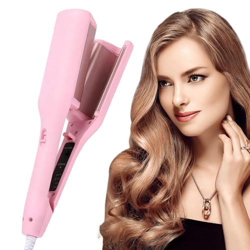 32 mm de hierro de curling de ondas profundas - Temperatura de temperatura ajustable Crimper Crimper | de rizado con calefacción portátil para olas voluminosas, hogar, salón y estilo de viaje