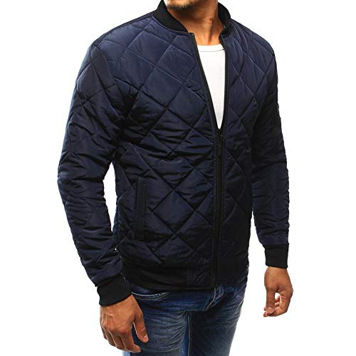Image of Mens Flight Bomber Jacket Diamond Quilted Varsity Jackets Winter Warm Padded Coats Outwear