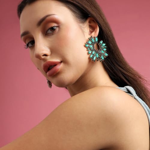Image of Young & Forever Gift Fashion Jewellery Gold and Silver Plated Cubic Zirconia Diamond Hoop Earrings Sparkling Hypoallergenic Hoops Earrings for Women & Girls