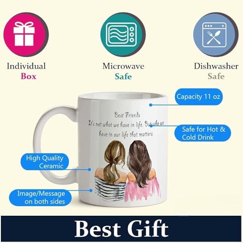 Image of Funny Bestie with Friendship Quotes Printed 325 ml Ceramic Coffee Mug /Tea Cup Gift for Girls, Best Friends, Sister Mom, Wife, Girlfriend 325 ml (Best Friend-13)