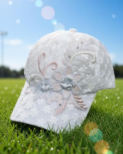 Gorra de béisbol para mujer con bordado de flores de encaje miniatura 2