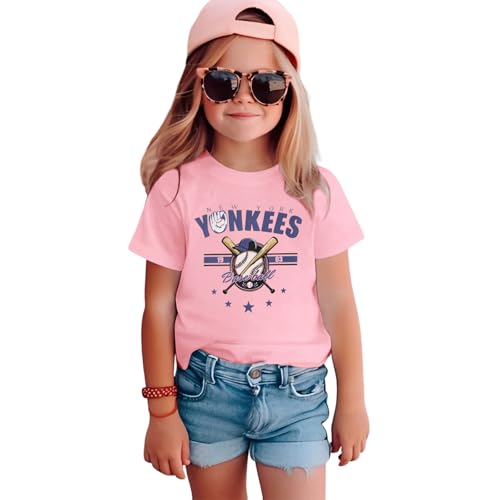 GLIGLITTR Toddler Boy Girl Baseball Shirt Games Day Graphic T-Shirt Kids Baseball Fans Lover Outfit Funny Summer Tee Tops (Pink 18-24M)