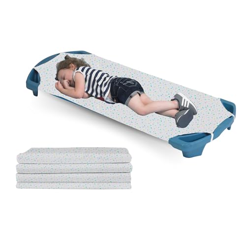 Angeles Angels Rest ABC Fitted Cot Sheet with Elastic Straps, Standard Size, Cot Sheets for Daycare, Toddler Cot Sheets, ABC Print, Set of 100