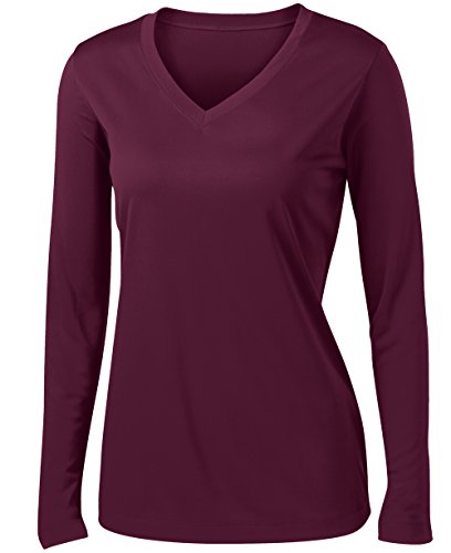 Animal Den Ladies Long Sleeve Moisture Wicking Athletic Shirts Sizes XS-4XL Maroon-S