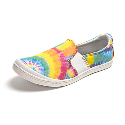 Image of FUNKYMONKEY Slip-On Canvas Sneakers for Women, Comfortable Lightweight Lace-Up Flat Casual Tennis Shoes Breathable Walking Shoes for Everyday Wear
