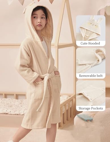 Boys Girls Bathrobe Hooded Soft Towel Robe 100% Cotton Pajama Loungewear Kids Hooded Beach Towel 2-9 Years3