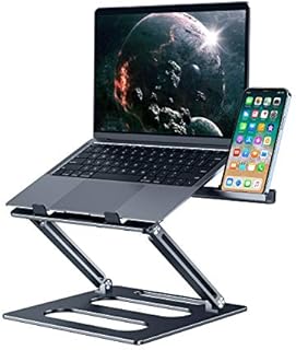 nediea Laptop Stand Desk With Phone Stand, Laptop Riser, Adjustable Laptop Stand, Computer Holder Compatible with MacBook Air/Pro, More 11-16" Laptops (Gray)