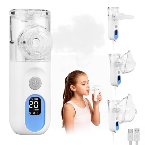 Portable Mesh Ne-buliser Machine for Adults and Kids Rechargeable Handheld Inhaler with LCD Display 3 Mist Modes Quiet Steam Ne-bulizer for Home or Travel Compact and Efficient