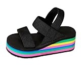 Sandalias planas de verano para mujer, zapatos abiertos, elegantes y cómodos, sandalias de pies anchos con correas elásticas, sandalias de plataforma deportivas al aire libre, elegantes sandalias de