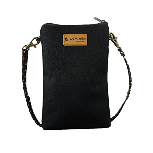 Image of Taianda Dual Zipper Women Cell Phone Crossbody Pouch Bag (Black)
