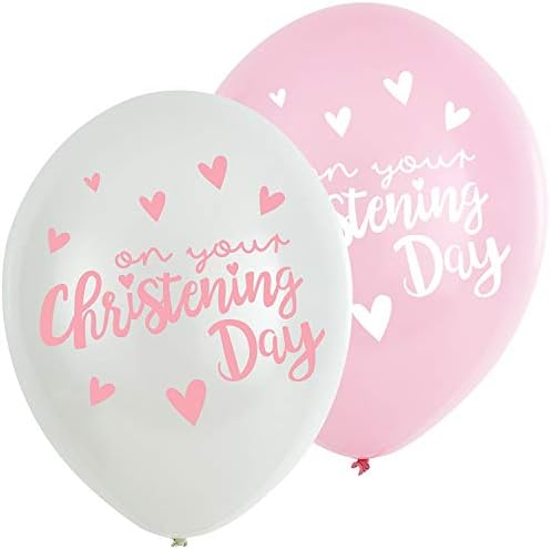 amscan Pink Christening Church Latex Balloons 27.5cm-6 Pcs