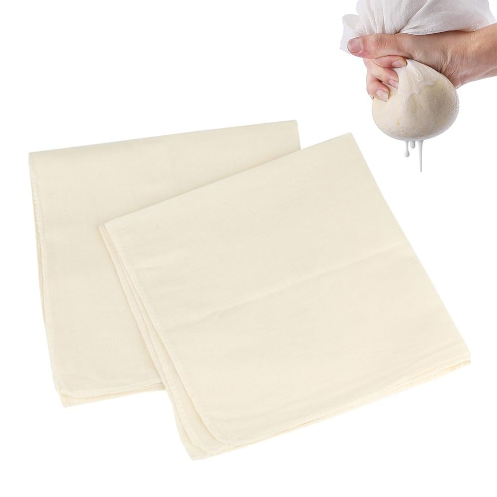 JIADEXIN 2 PCS Cheesecloth - Cheese Cloths for Straining Reusable Cheese Cloth 50x50cm Unbleached Cotton Cloth Strainer Washable Muslin Cloths for Cooking for Filtering Food and Liquids