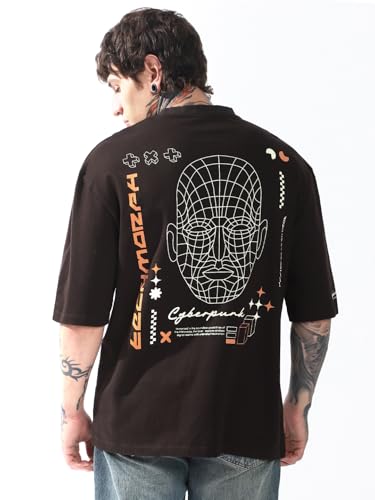 Image of Hubberholme Men Cotton Terry Printed Oversized Round Casual Neck Half Sleeves Tshirts